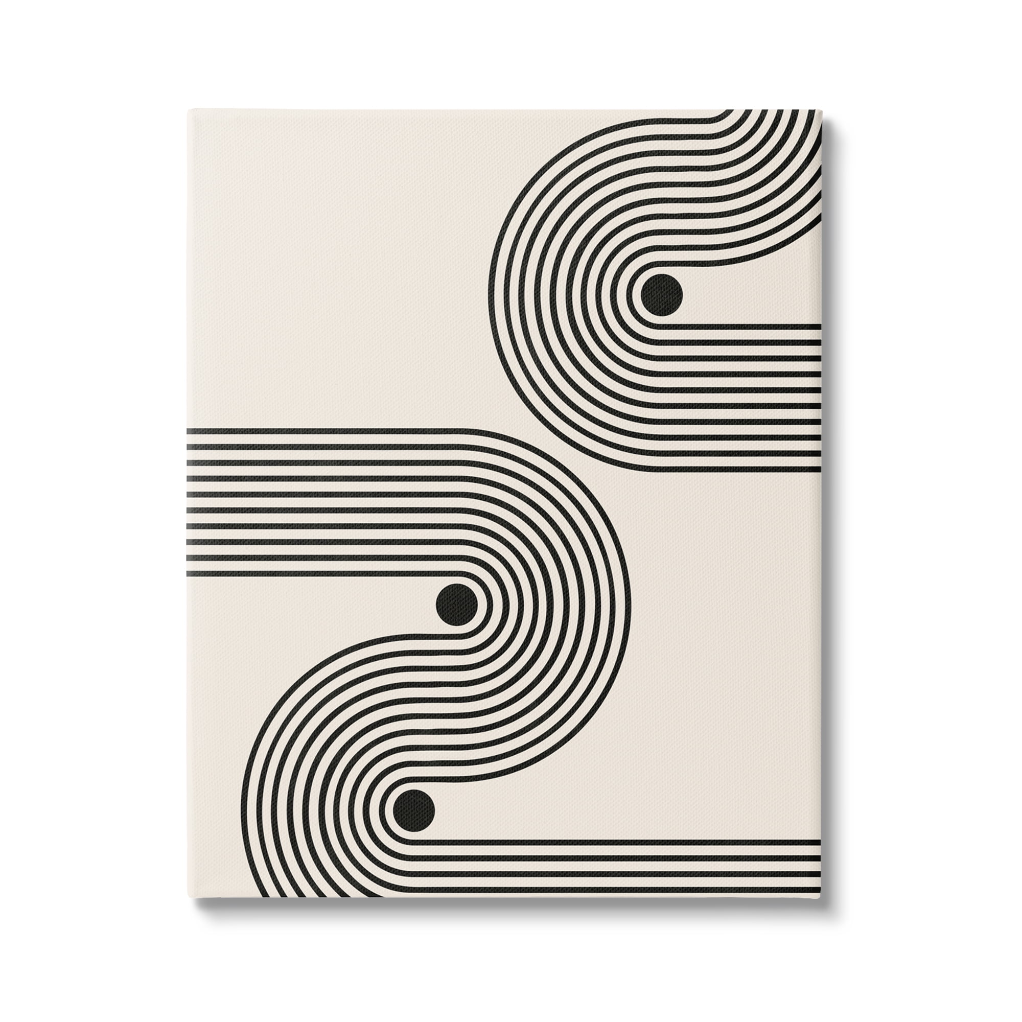 Stupell Industries Modern Black & Beige Wave Abstract Painting Gallery Wrapped Canvas Print Wall Art, 36 x 48