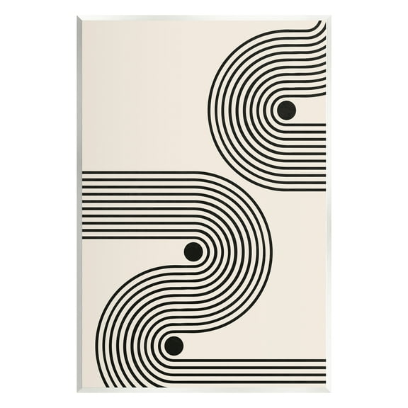 Stupell Industries Modern Black & Beige Wave Abstract Painting Unframed Art Print Wall Art, 10 x 15