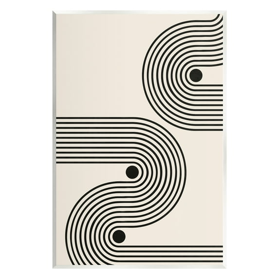 Stupell Industries Modern Black & Beige Wave Abstract Painting Unframed Art Print Wall Art, 13 x 19