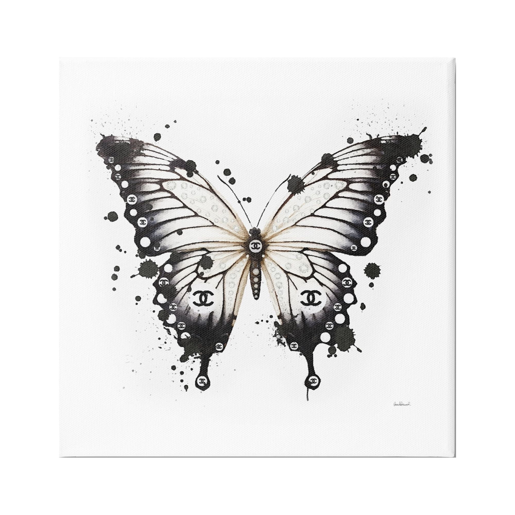 Stupell Industries Modern Black Butterfly Animals & Insects Painting Gallery Wrapped Canvas Art Print Wall Art, 24 x 24