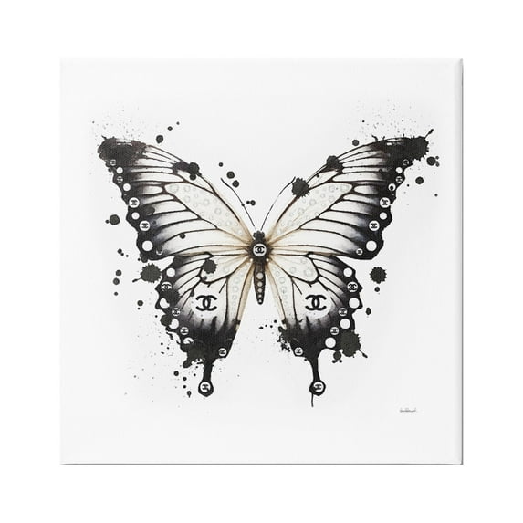 Stupell Industries Modern Black Butterfly Animals & Insects Painting Gallery Wrapped Canvas Art Print Wall Art, 36 x 36