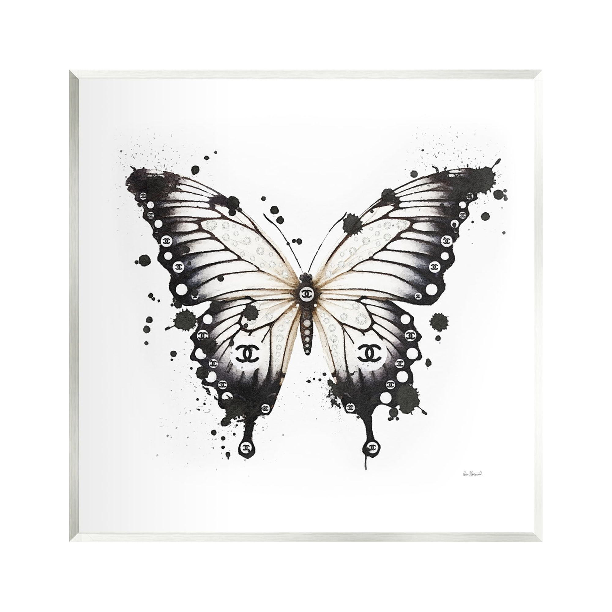 Stupell Industries Modern Black Butterfly Animals & Insects Painting Unframed Art Print Wall Art, 12 x 12