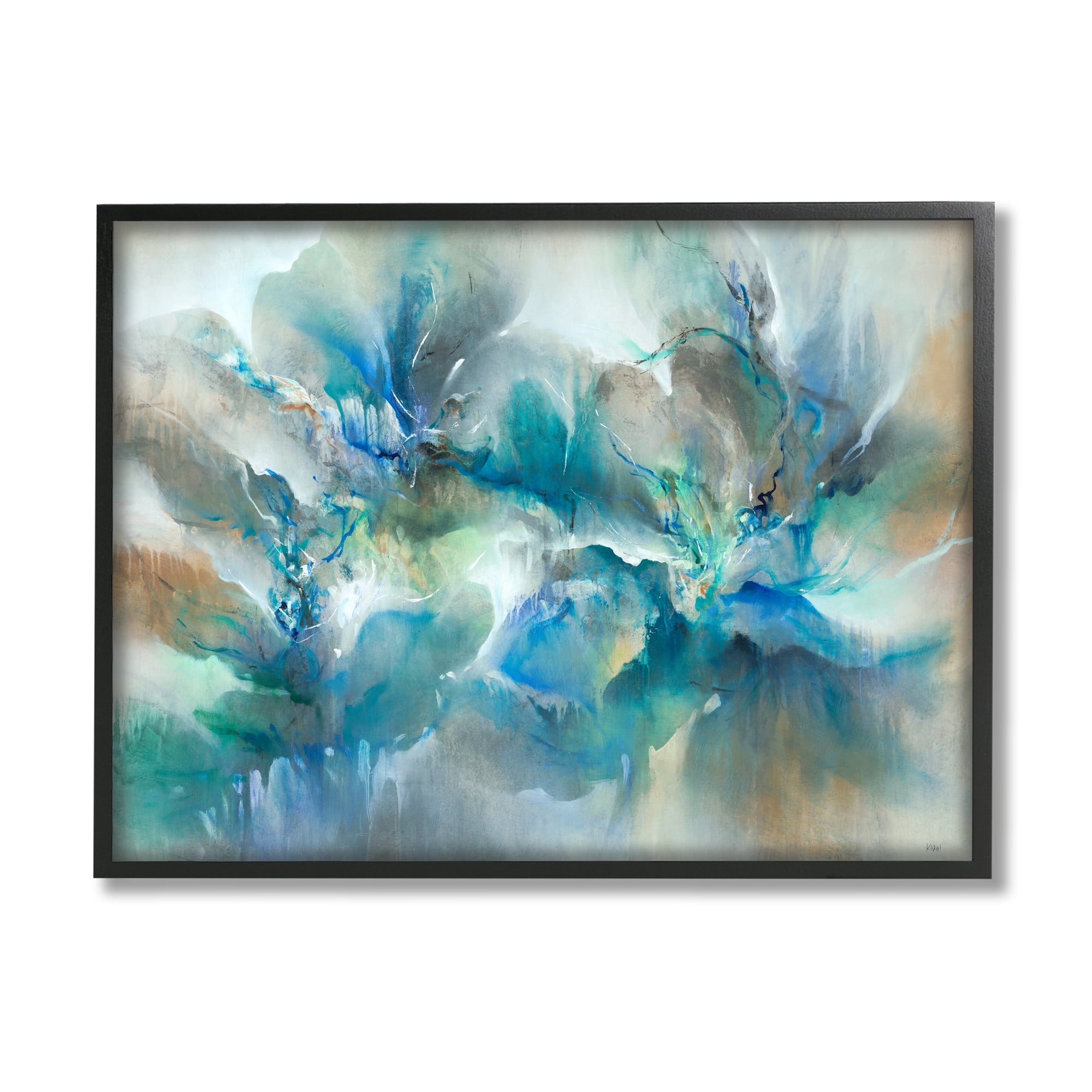 Stupell Industries Modern Blended Paint Abstraction Floral Petal Shapes Blue, 14 x 11, Design by K. Nari