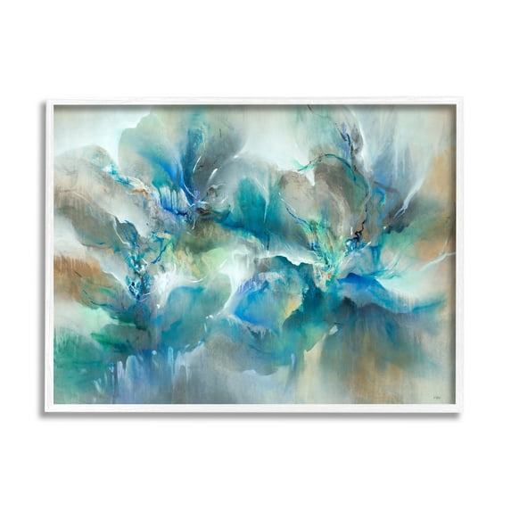 Stupell Industries Modern Blended Paint Abstraction Floral Petal Shapes Blue, 14 x 11, Design by K. Nari