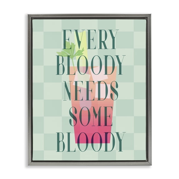 Stupell Industries Modern Bloody Mary Cocktail Gray Floating Frame Canvas Art, 25 x 31, by Lil' Rue