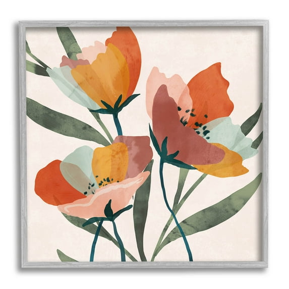 Stupell Industries Modern Blooming Flower Blossom Petals Graphic Art Gray Framed Art Print Wall Art, Design by Nina Blue