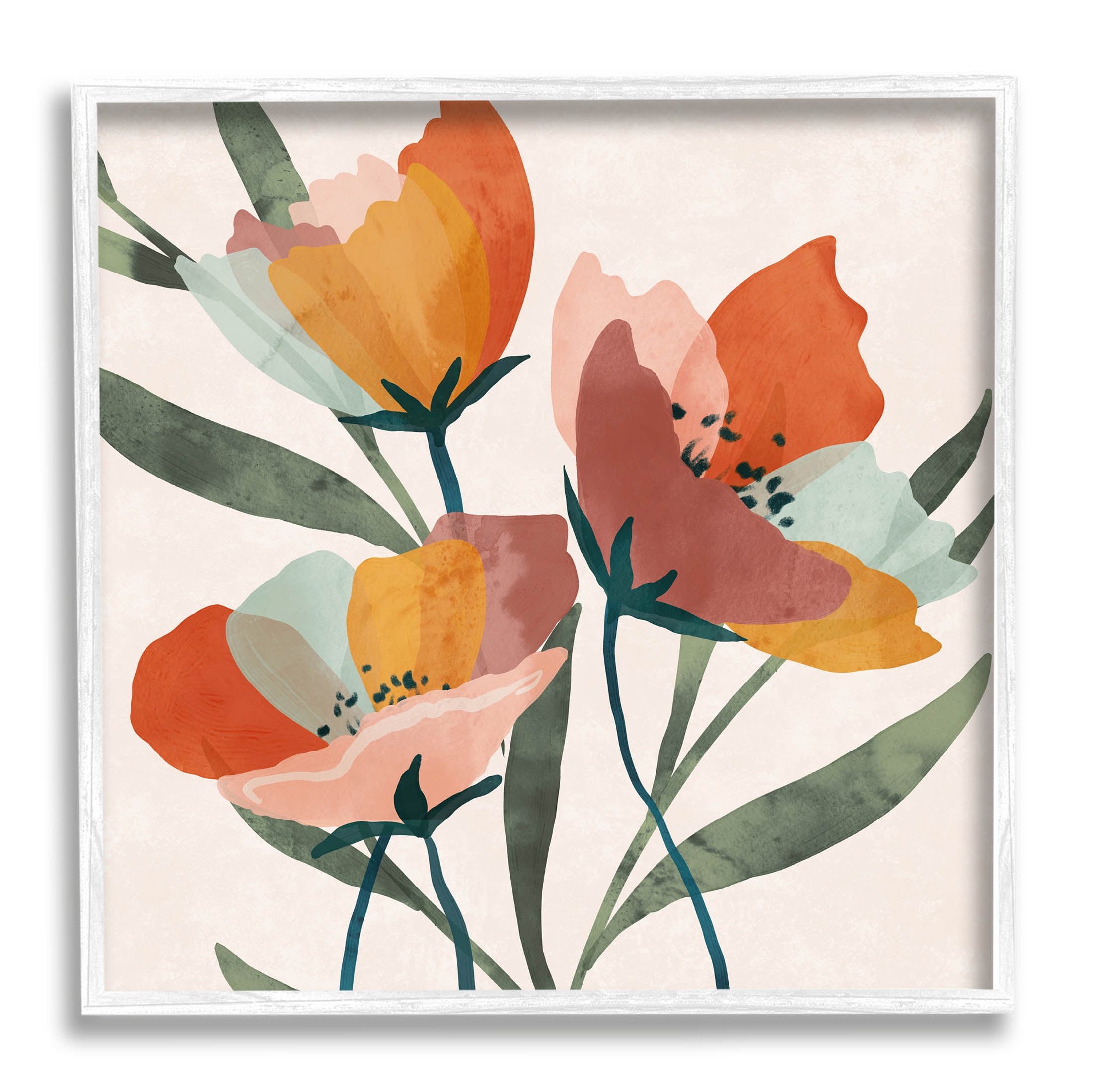 Stupell Industries Modern Blooming Flower Blossom Petals Graphic Art White Framed Art Print Wall Art, Design by Nina Blue