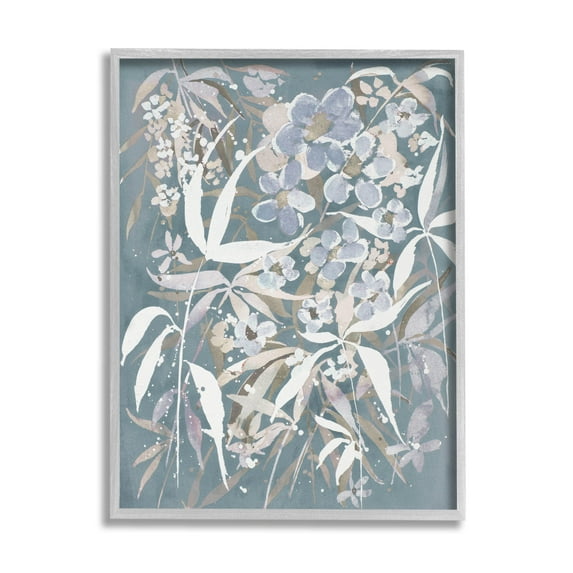 Stupell Industries Modern Blossom Botanicals Graphic Art Gray Framed Art Print Wall Art, Design by Krinlox