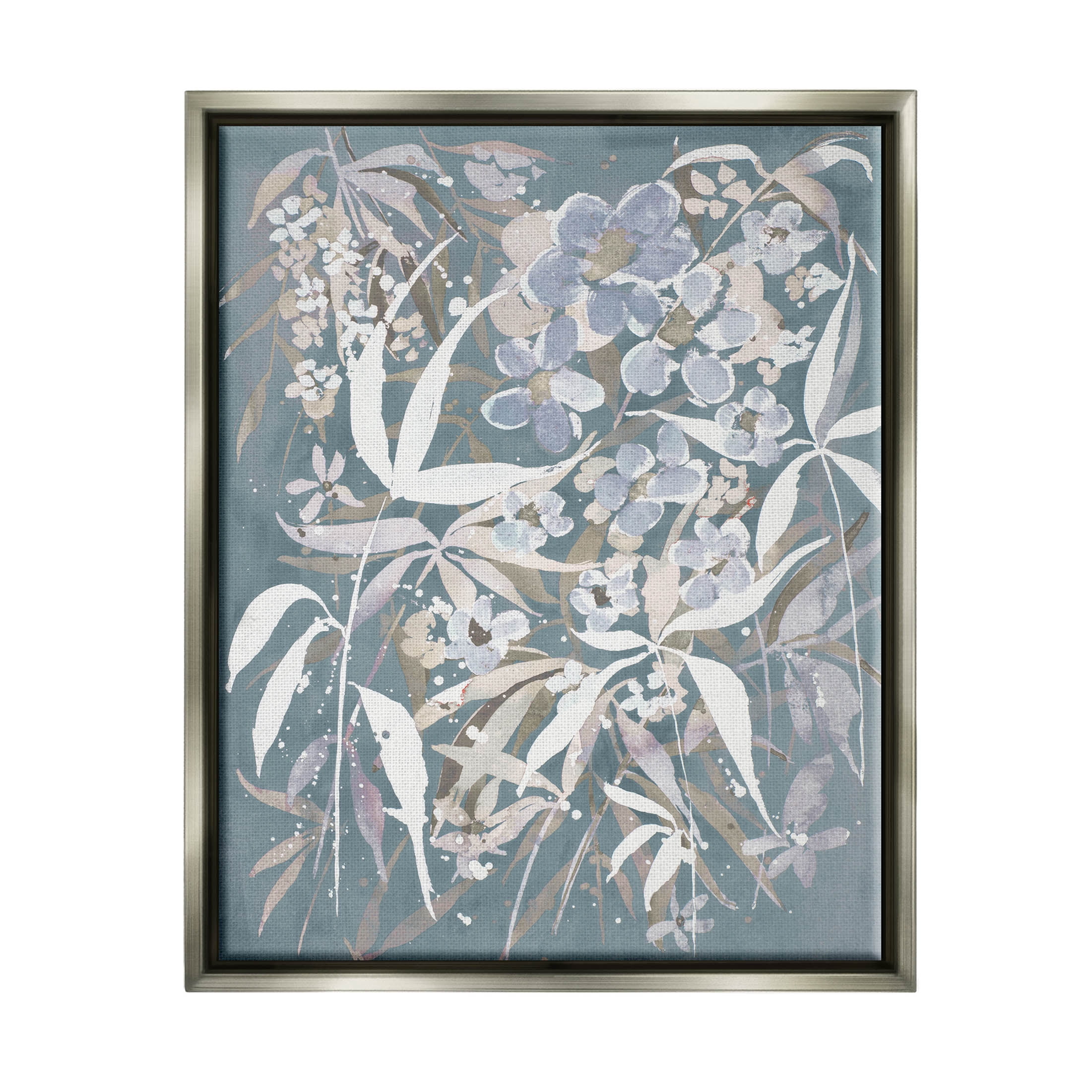 Stupell Industries Modern Blossom Botanicals Graphic Art Luster Gray Floating Framed Canvas Print Wall Art, Design by Krinlox