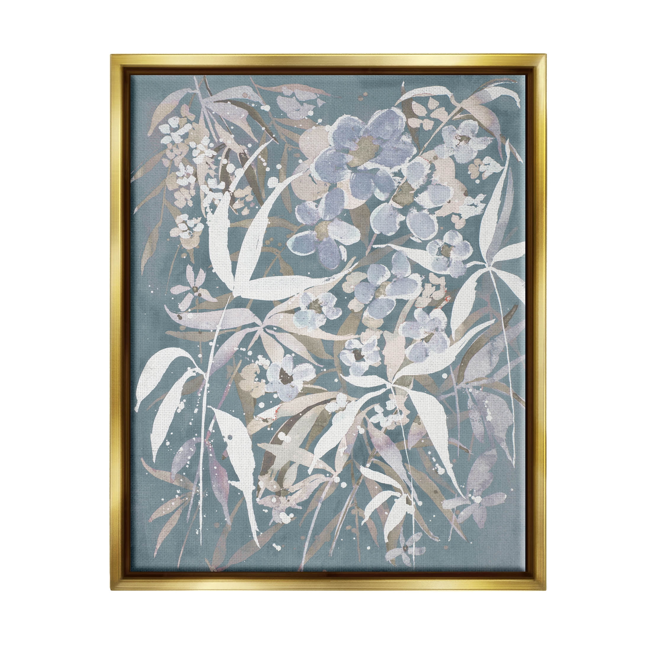 Stupell Industries Modern Blossom Botanicals Graphic Art Metallic Gold Floating Framed Canvas Print Wall Art, Design by Krinlox