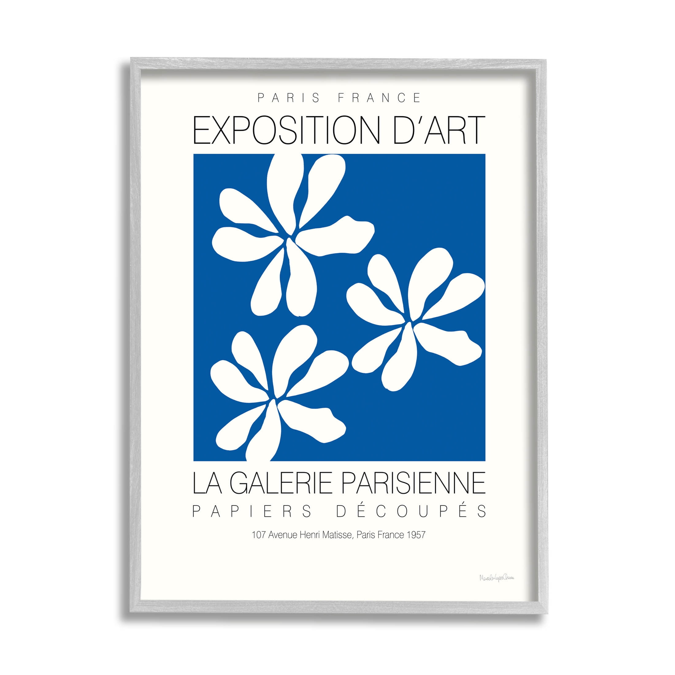 Stupell Industries Modern Blossoms French Exhibition Graphic Art Gray Framed Art Print Wall Art, Design by Mercedes Lopez Charro