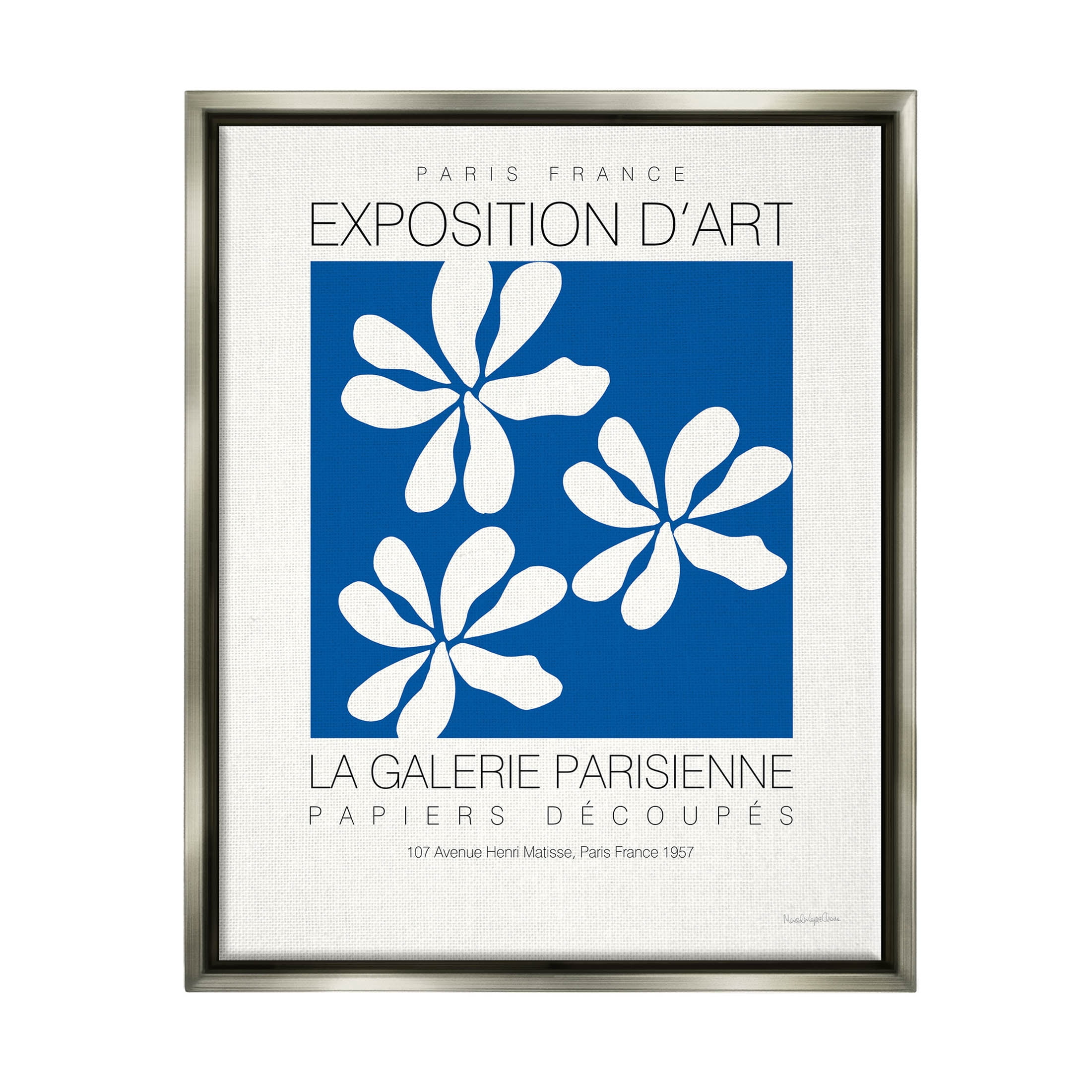 Stupell Industries Modern Blossoms French Exhibition Graphic Art Luster Gray Floating Framed Canvas Print Wall Art, Design by Mercedes Lopez Charro