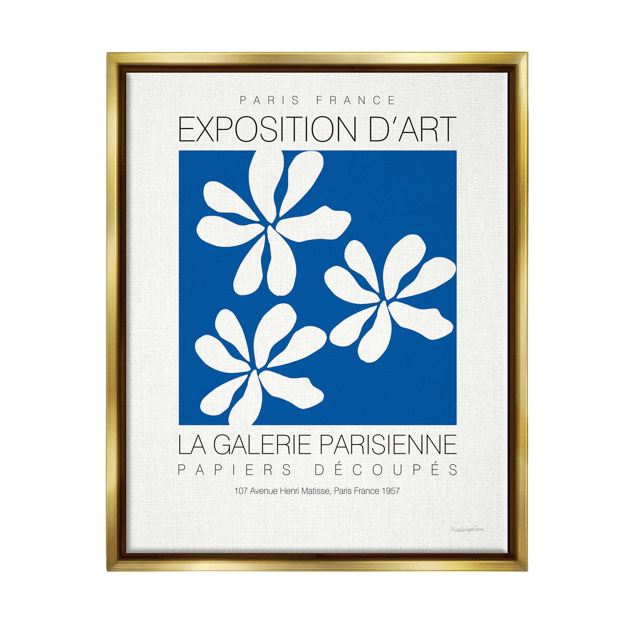 Stupell Industries Modern Blossoms French Exhibition Graphic Art Metallic Gold Floating Framed Canvas Print Wall Art, Design by Mercedes Lopez Charro