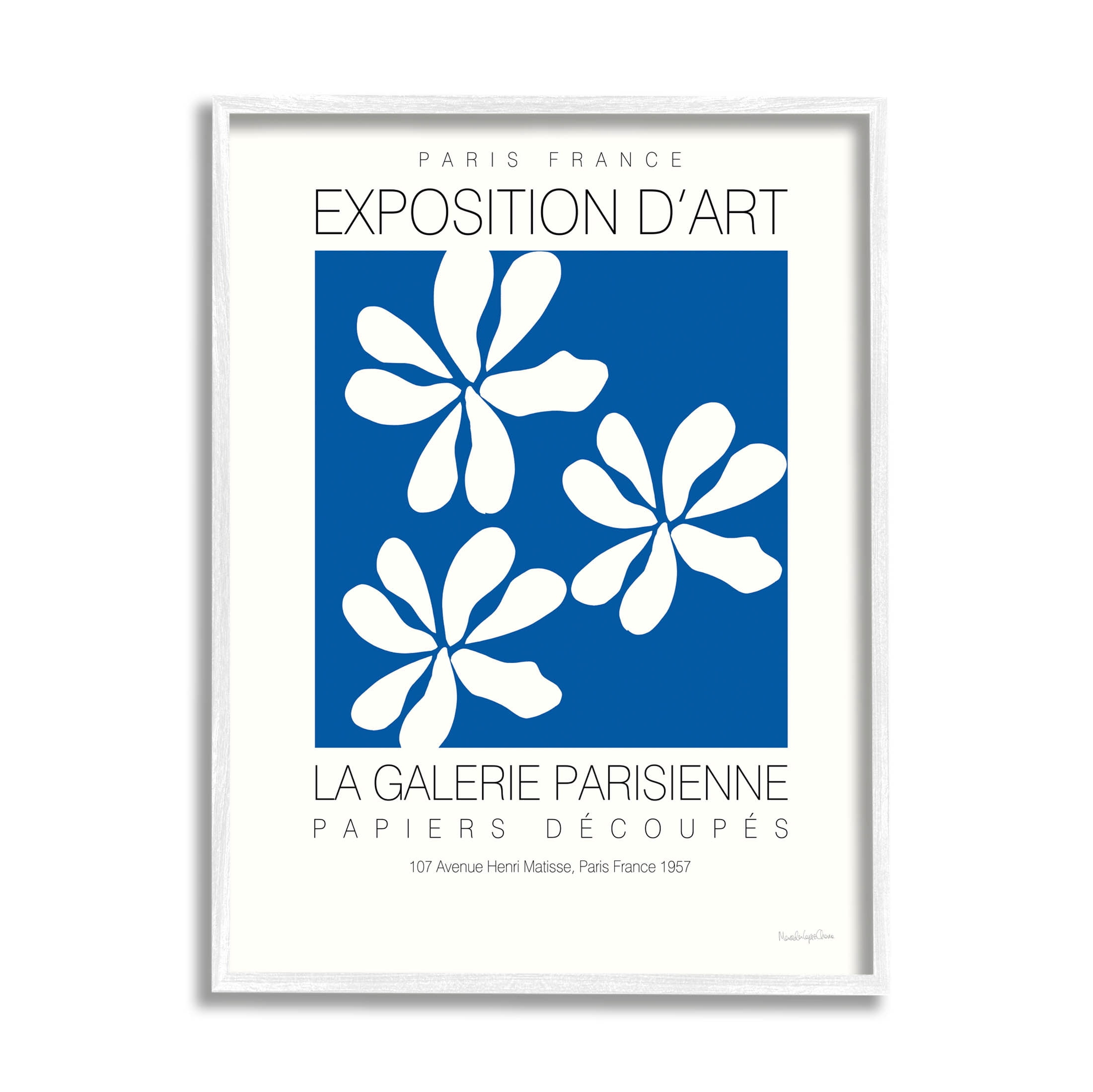 Stupell Industries Modern Blossoms French Exhibition Graphic Art White Framed Art Print Wall Art, Design by Mercedes Lopez Charro