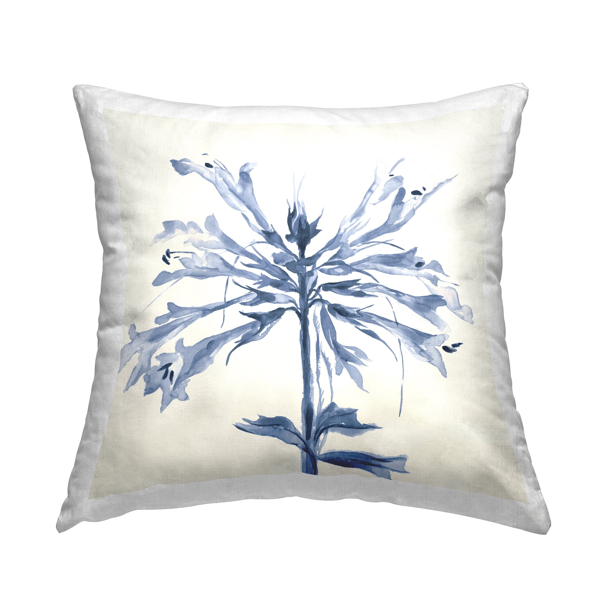 Stupell Industries Modern Blue Abstract Flower Square Decorative Printed Throw Pillow, 18 x 18