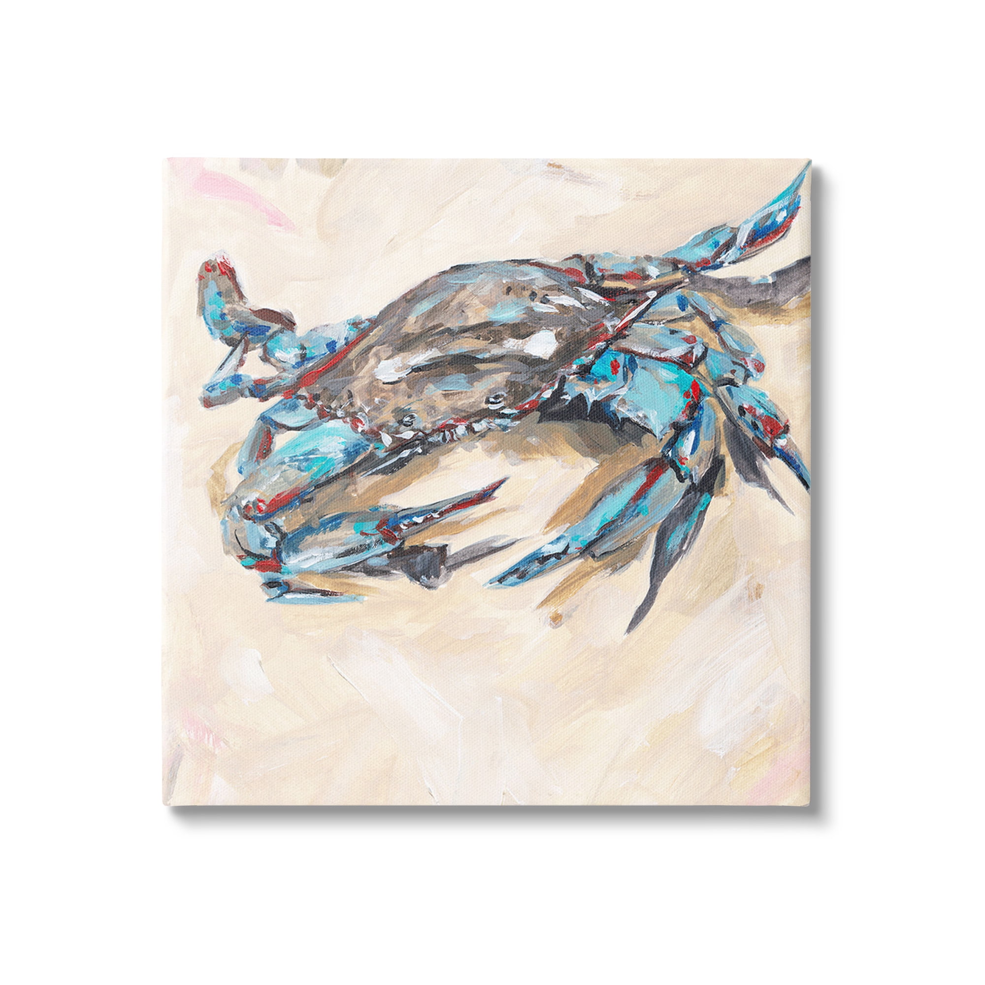 Stupell Industries Modern Blue Beach Crab Animals & Insects Painting Gallery Wrapped Canvas Art Print Wall Art, 17 x 17