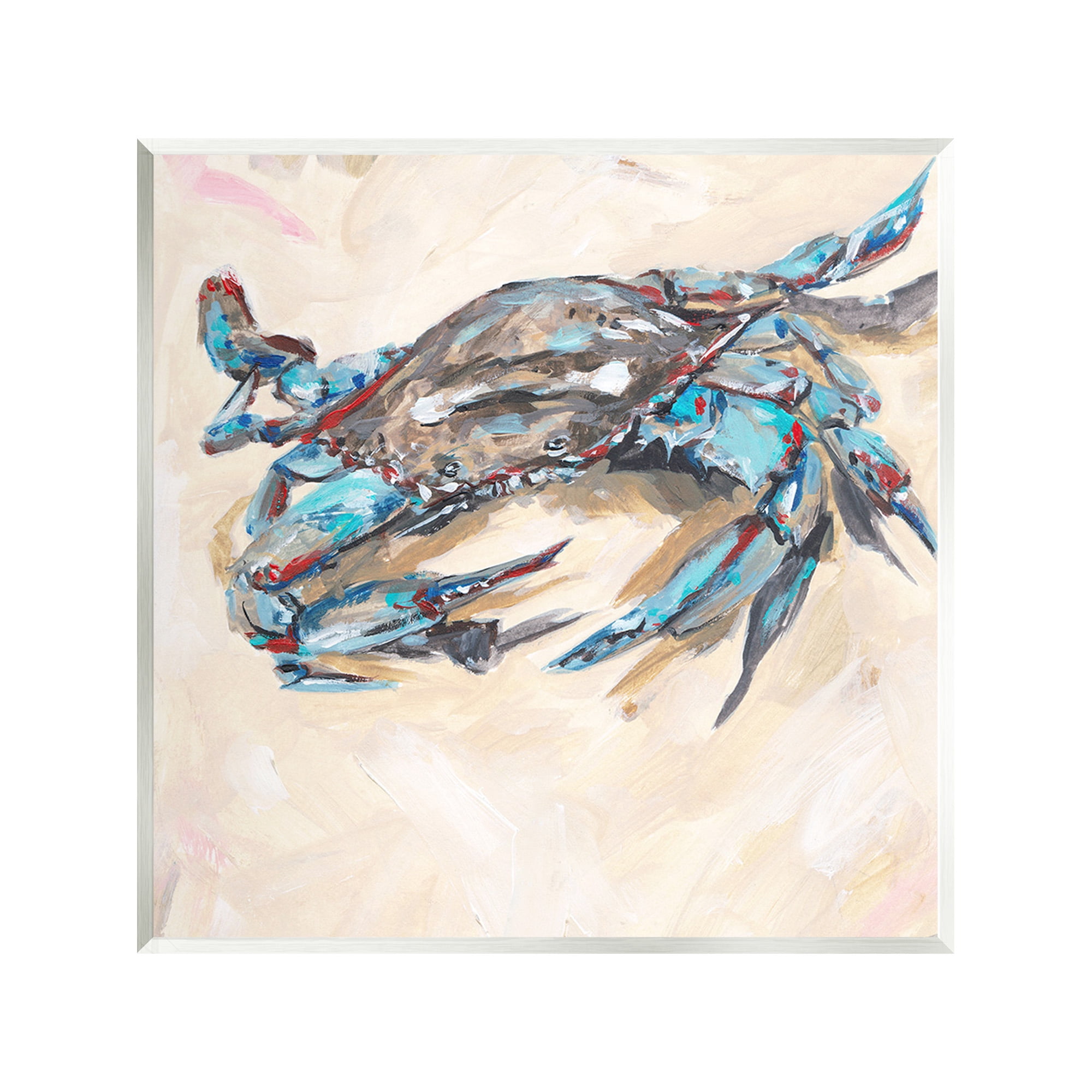Stupell Industries Modern Blue Beach Crab Animals & Insects Painting Unframed Art Print Wall Art, 12 x 12