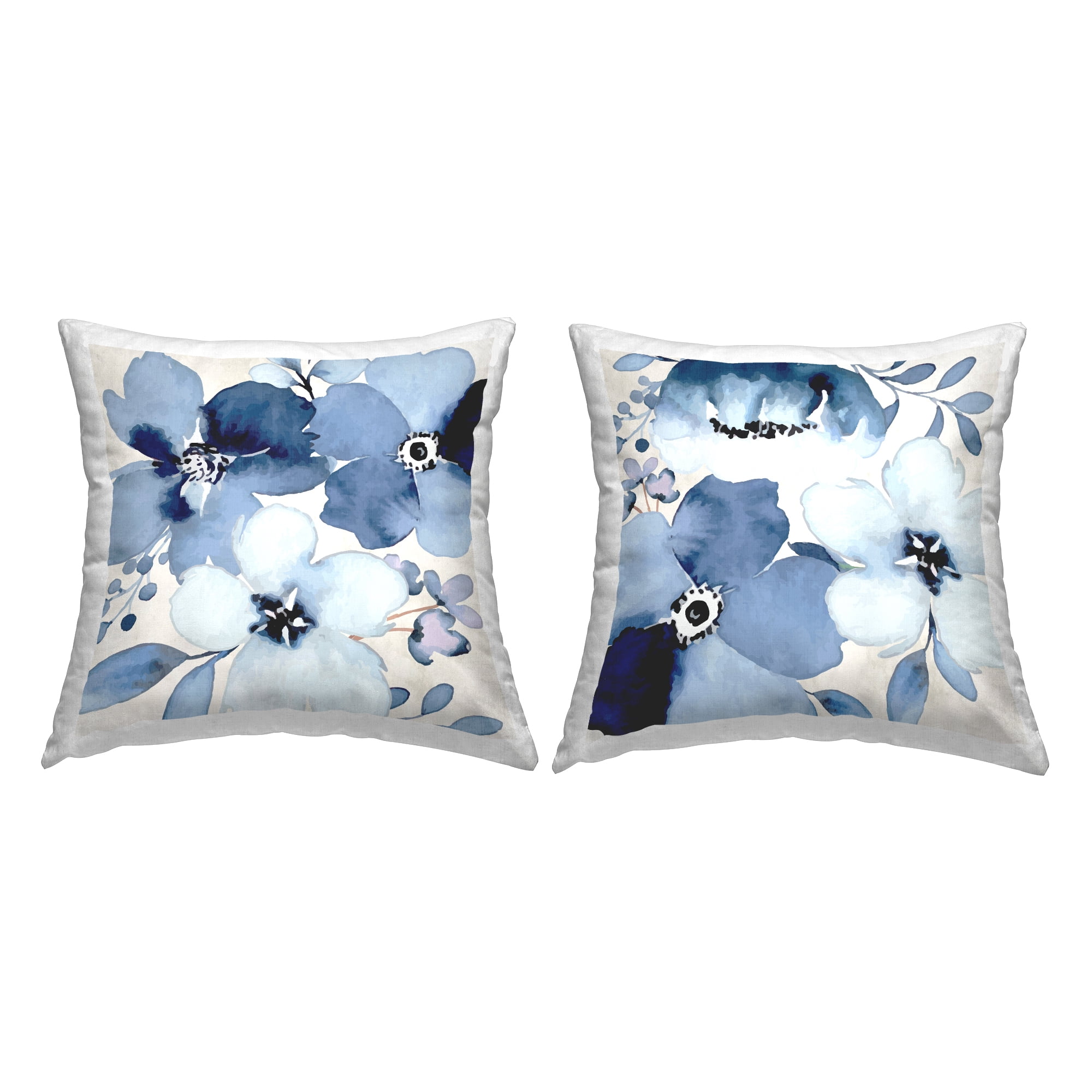 Stupell Industries Modern Blue Blossom Petals Printed Throw Pillow Design by ND Art (Set of 2)
