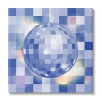 Stupell Industries Modern Blue Checkered Disco Ball Beauty & Fashion Painting Gallery Wrapped Canvas Print Wall Art