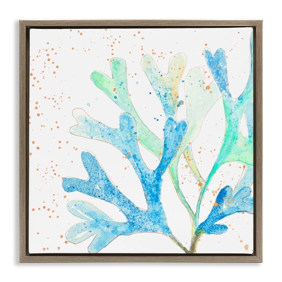 Stupell Industries Contemporary Modern Blue Coral Brown Floating Frame Canvas Art, 18 x 18, by Patricia Pinto