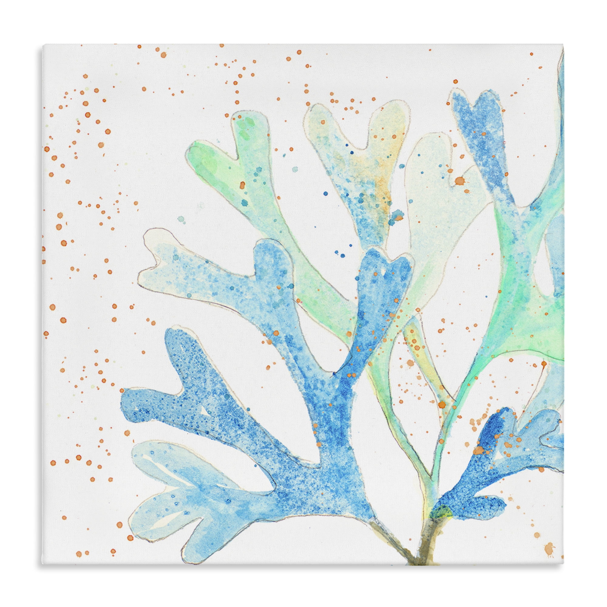 Stupell Industries Modern Blue Coral Coastal Painting Gallery Wrapped Canvas Art Print Wall Art, 24 x 24