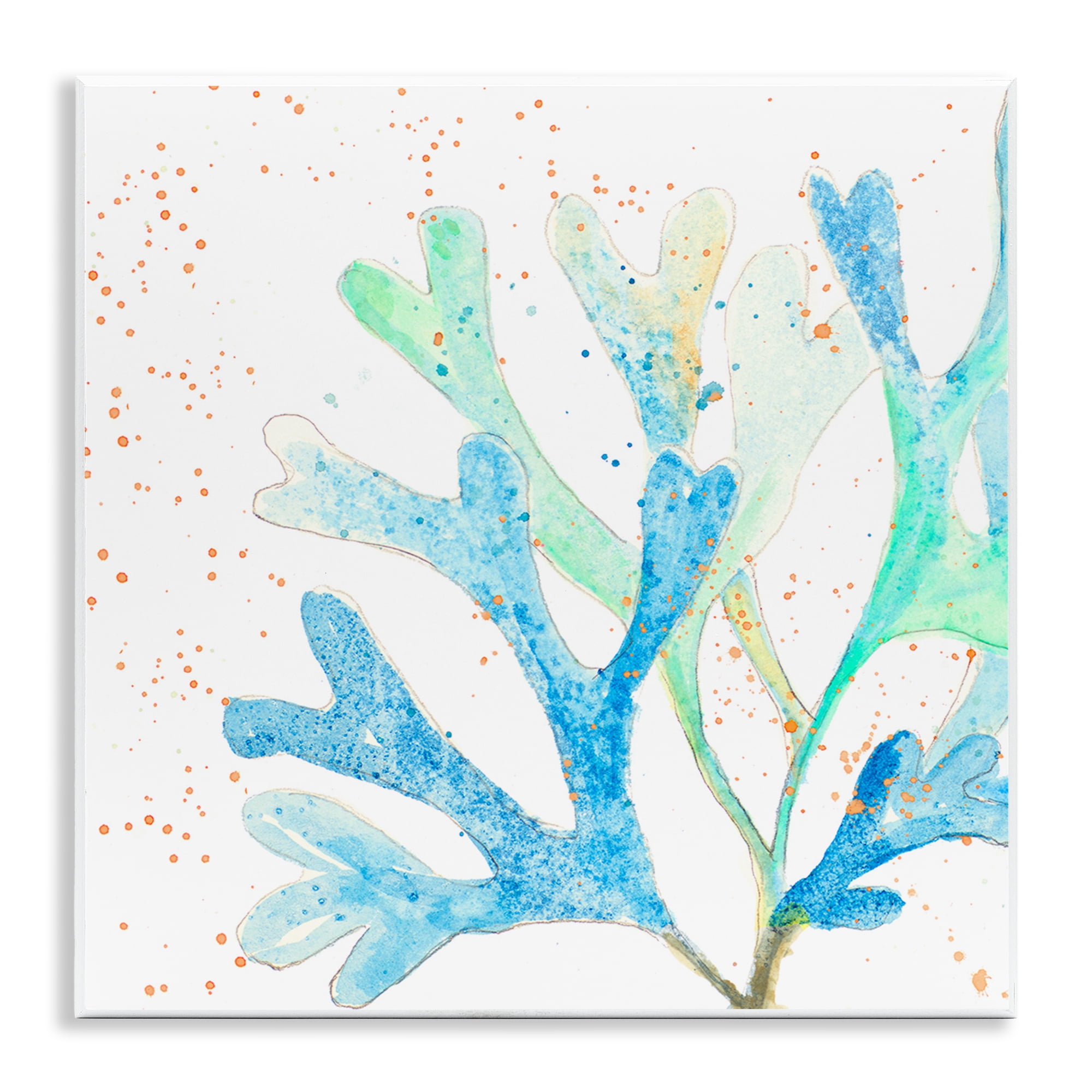 Stupell Industries Modern Blue Coral Coastal Painting Unframed Art Print Wall Art, 12 x 12
