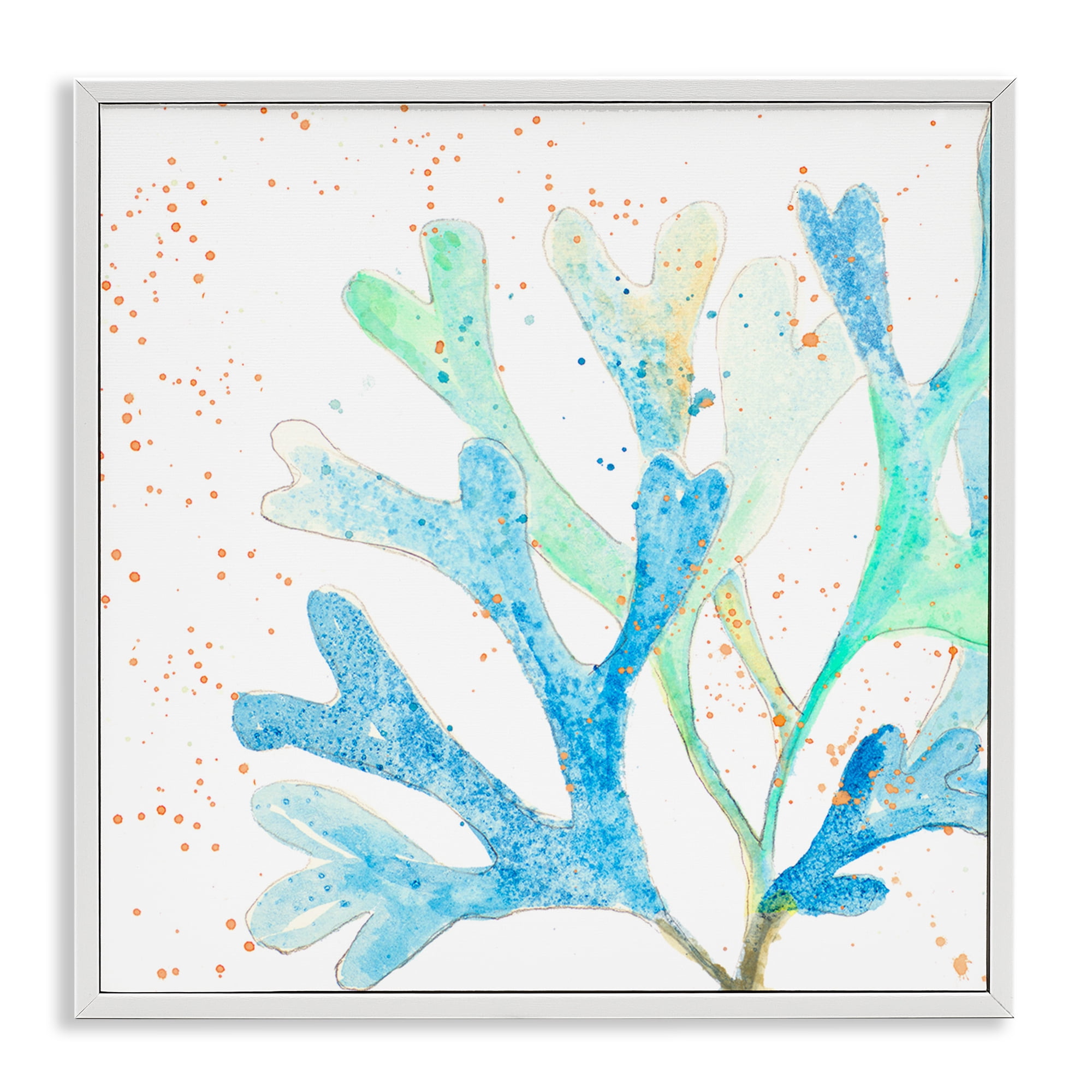 Stupell Industries Modern Blue Coral Coastal Painting White Framed Art Print Wall Art, 24 x 24