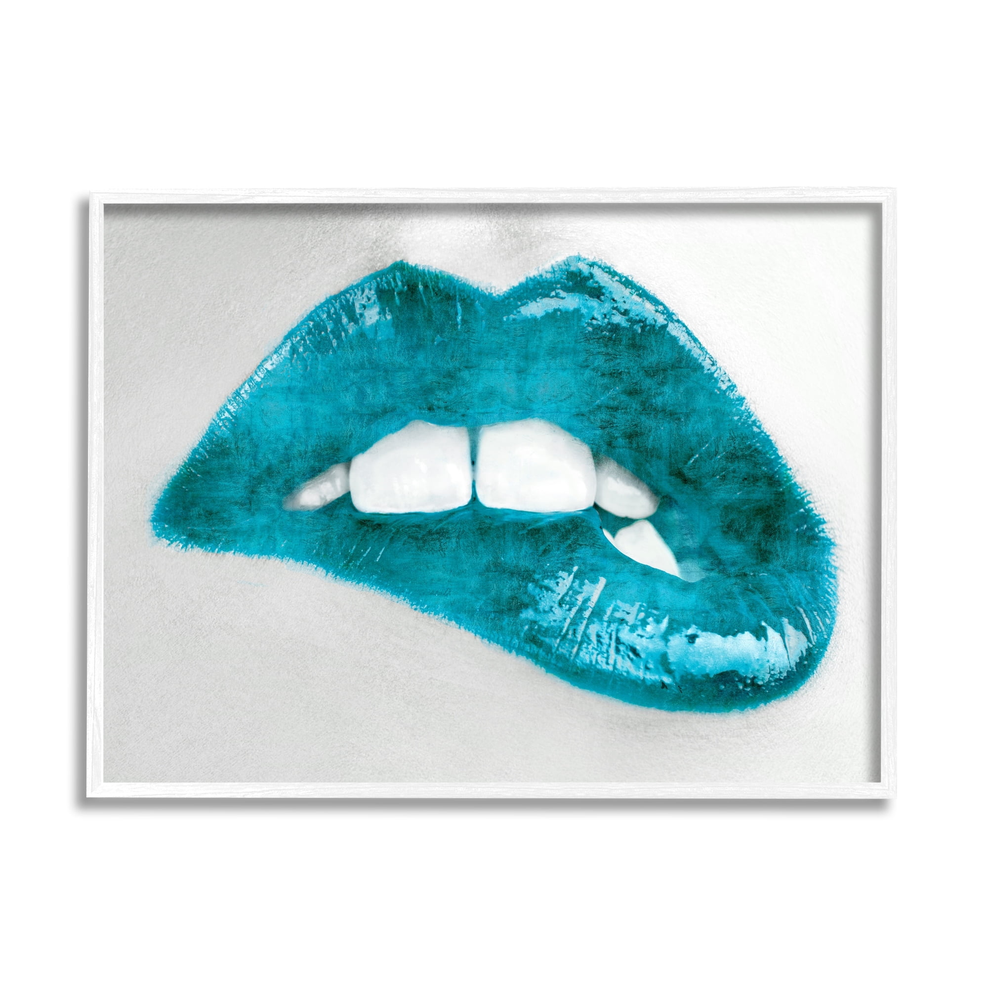 Stupell Industries Modern Blue Fashion Lip Bite Feminine Glam Photography, 30 x 24, Design by Sarah McGuire