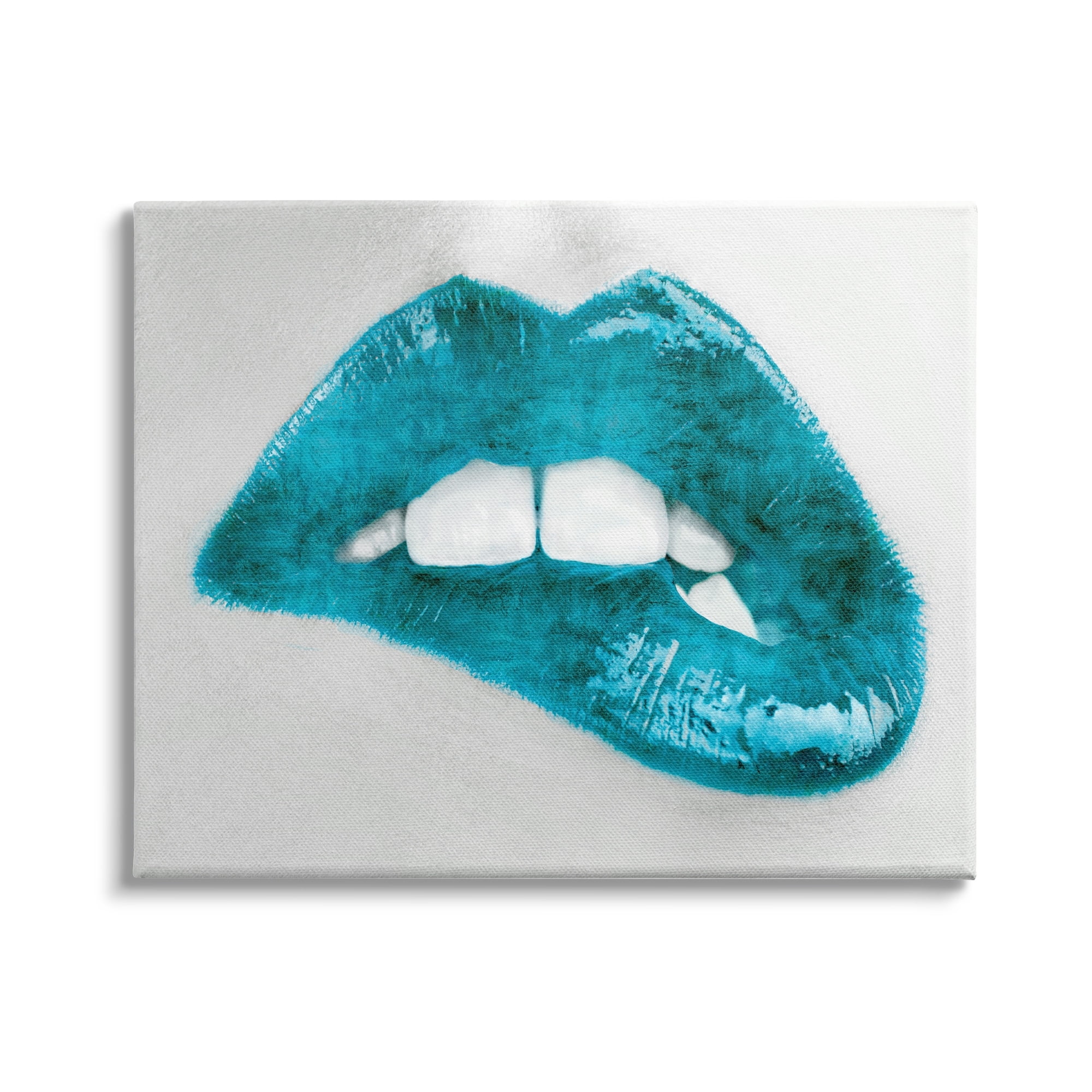 Stupell Industries Modern Blue Fashion Lip Bite Feminine Glam Photography, 40 x 30, Design by Sarah McGuire