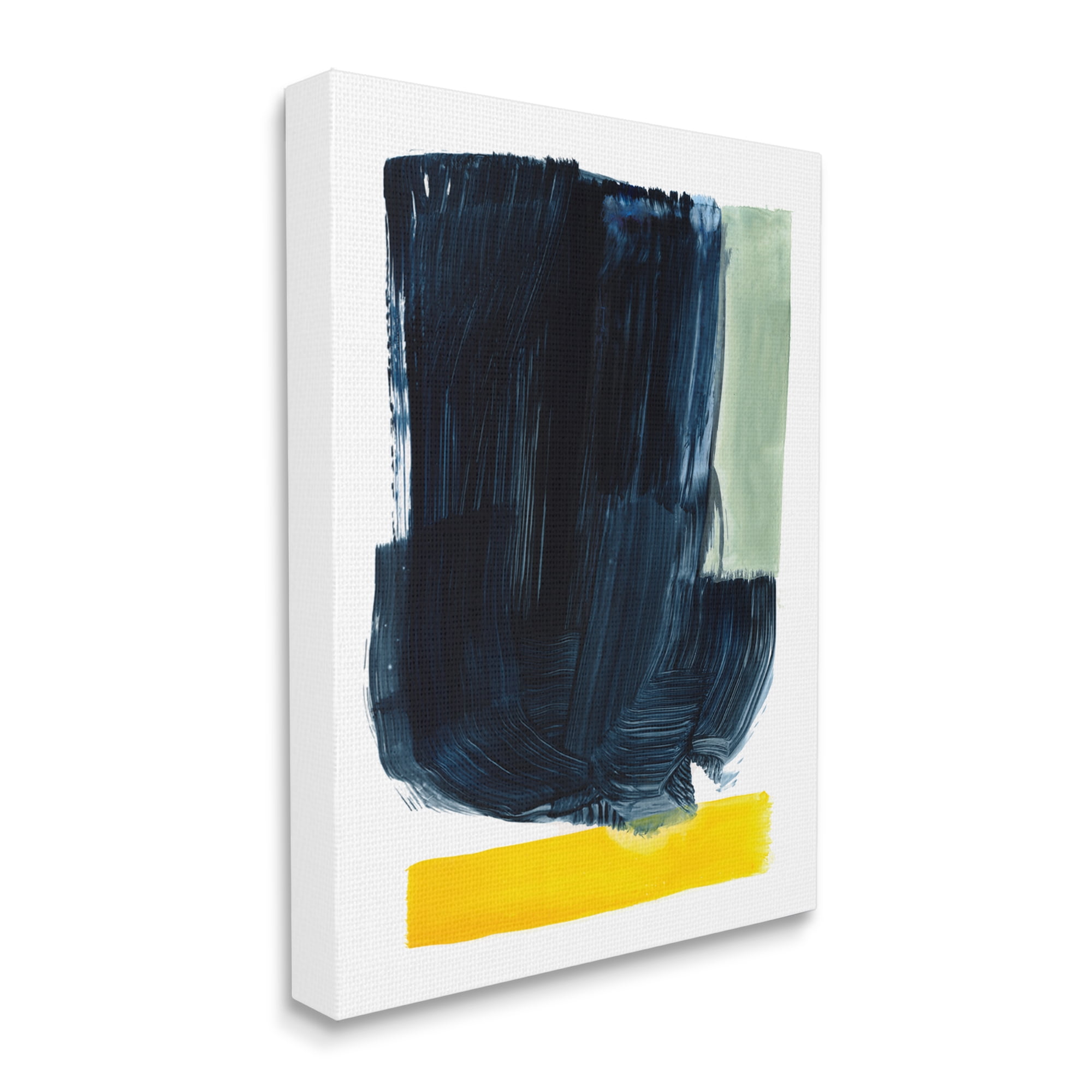 Stupell Industries Modern Blue Field Abstraction Contrasting Yellow Green Abstract Painting Gallery Wrapped Canvas Print Wall Art, 16 x 20