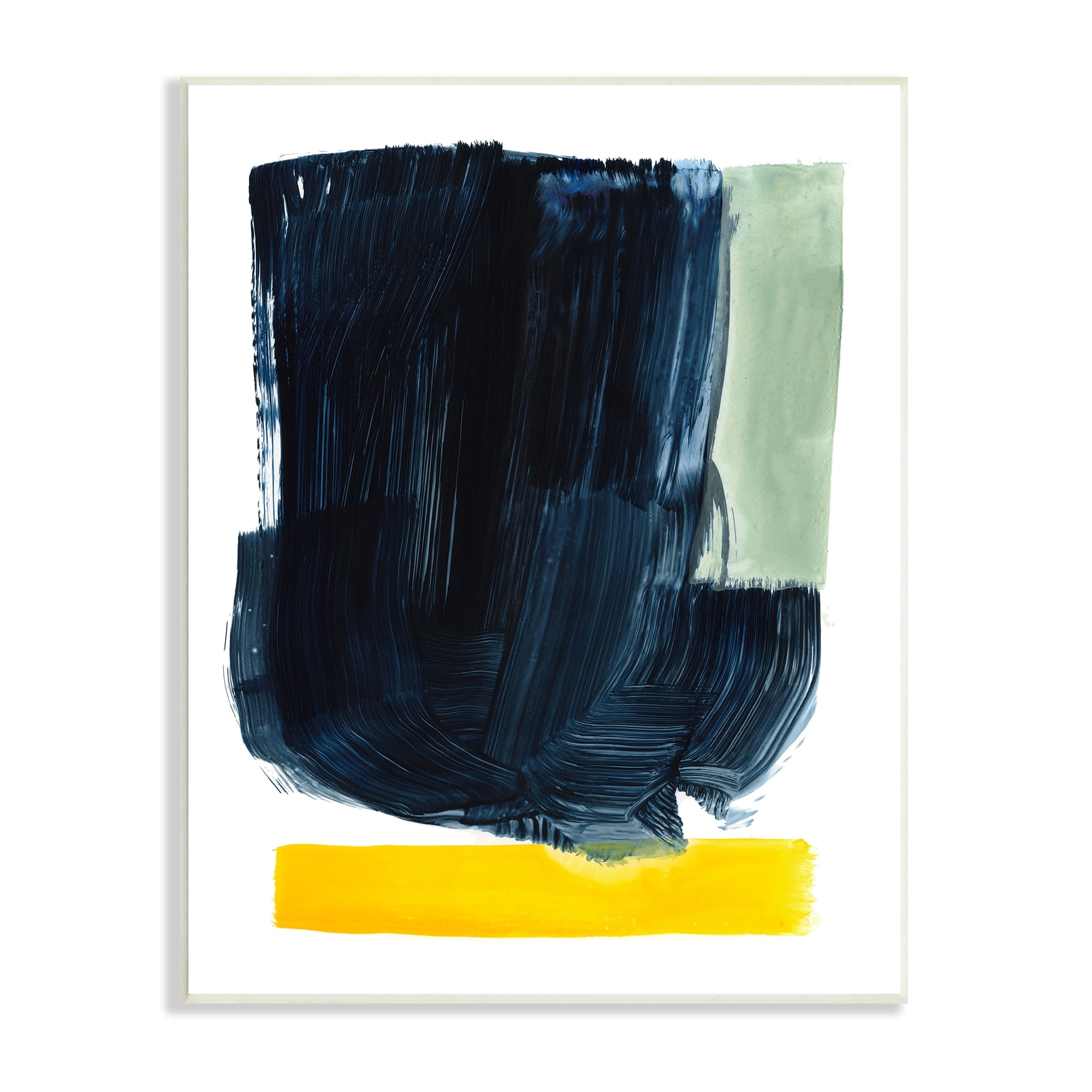 Stupell Industries Modern Blue Field Abstraction Contrasting Yellow Green Abstract Painting Unframed Art Print Wall Art, 10 x 15