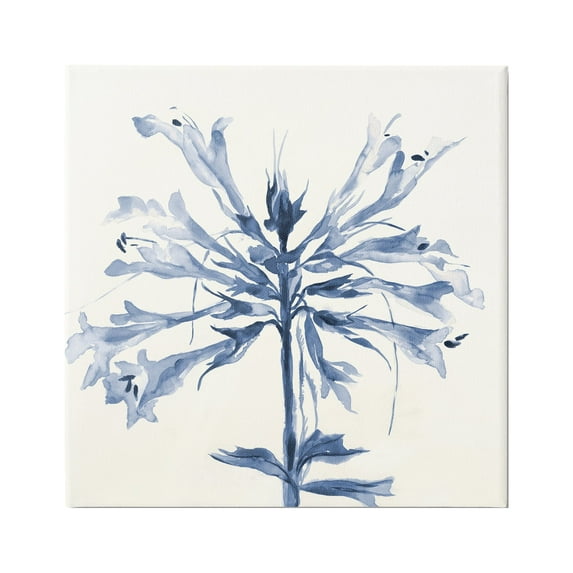 Stupell Industries Modern Blue Flower Botanical & Floral Painting Gallery Wrapped Canvas Print Wall Art, 17 x 17