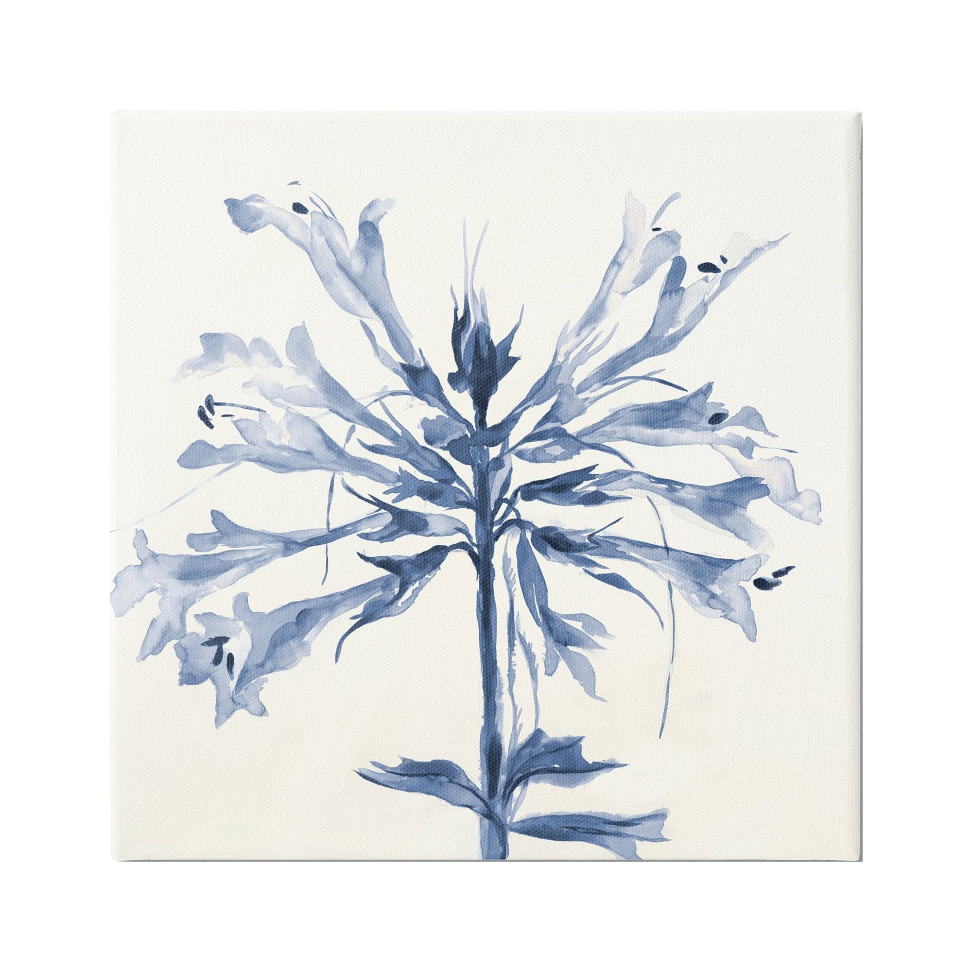 Stupell Industries Modern Blue Flower Botanical & Floral Painting Gallery Wrapped Canvas Print Wall Art, 36 x 36