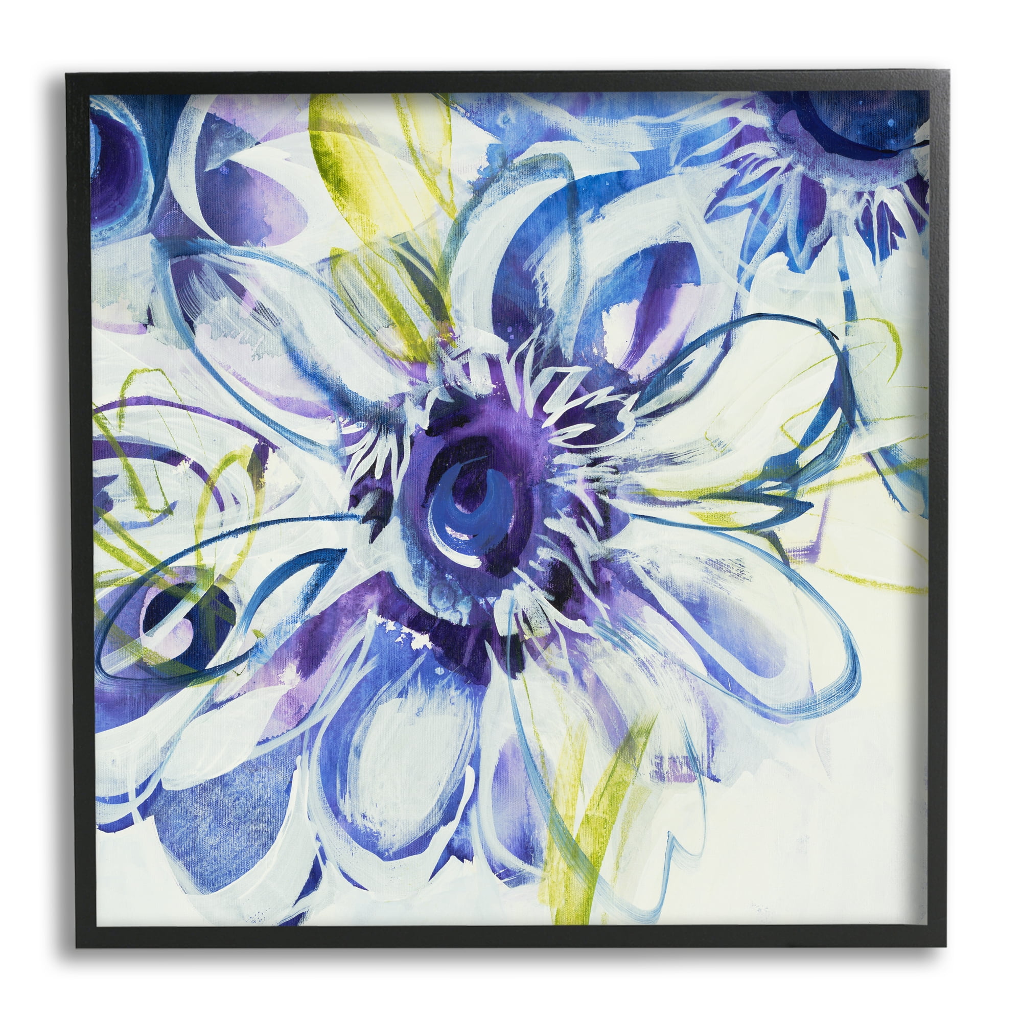 Stupell Industries Modern Blue Flower Buds Botanical & Floral Painting Black Framed Art Print Wall Art, 17 x 17