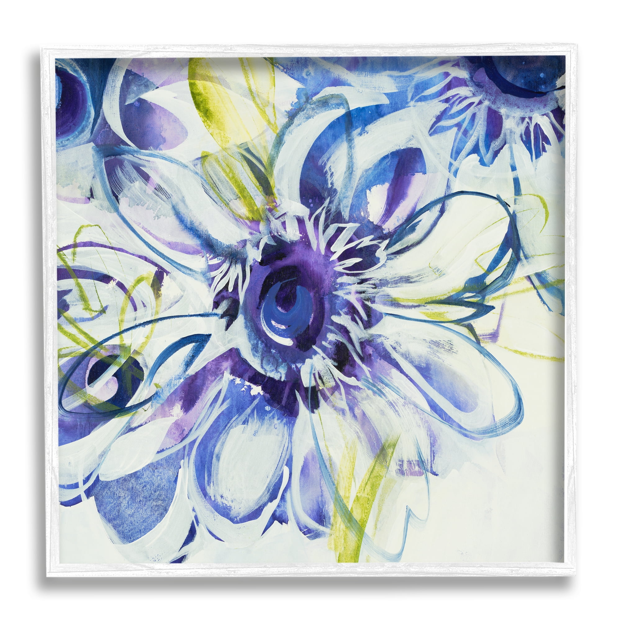 Stupell Industries Modern Blue Flower Buds Botanical & Floral Painting White Framed Art Print Wall Art, 17 x 17
