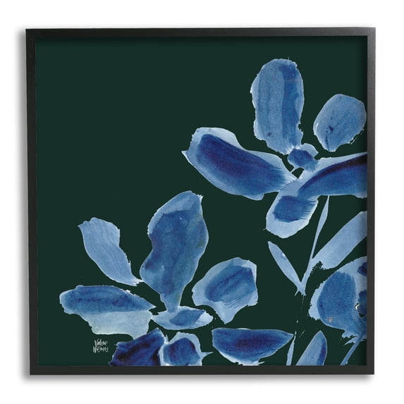 Stupell Industries Modern Blue Flower Petals Casual Botanical Brushstrokes Graphic Art Black Framed Art Print Wall Art, Design by Valerie Wieners