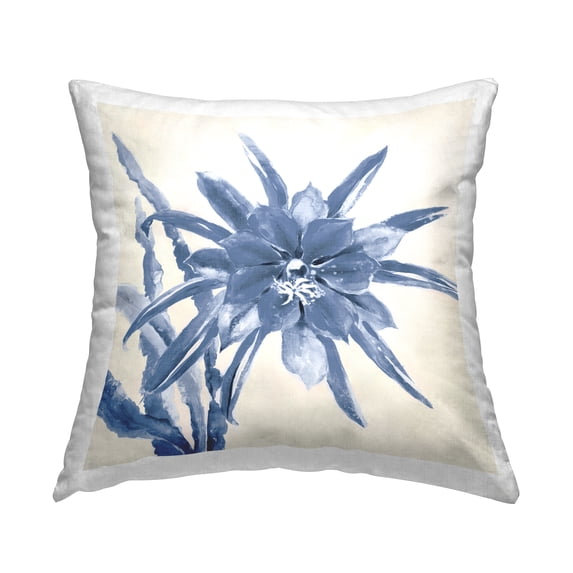 Stupell Industries Modern Blue Flower Petals Square Decorative Printed Throw Pillow, 18 x 18