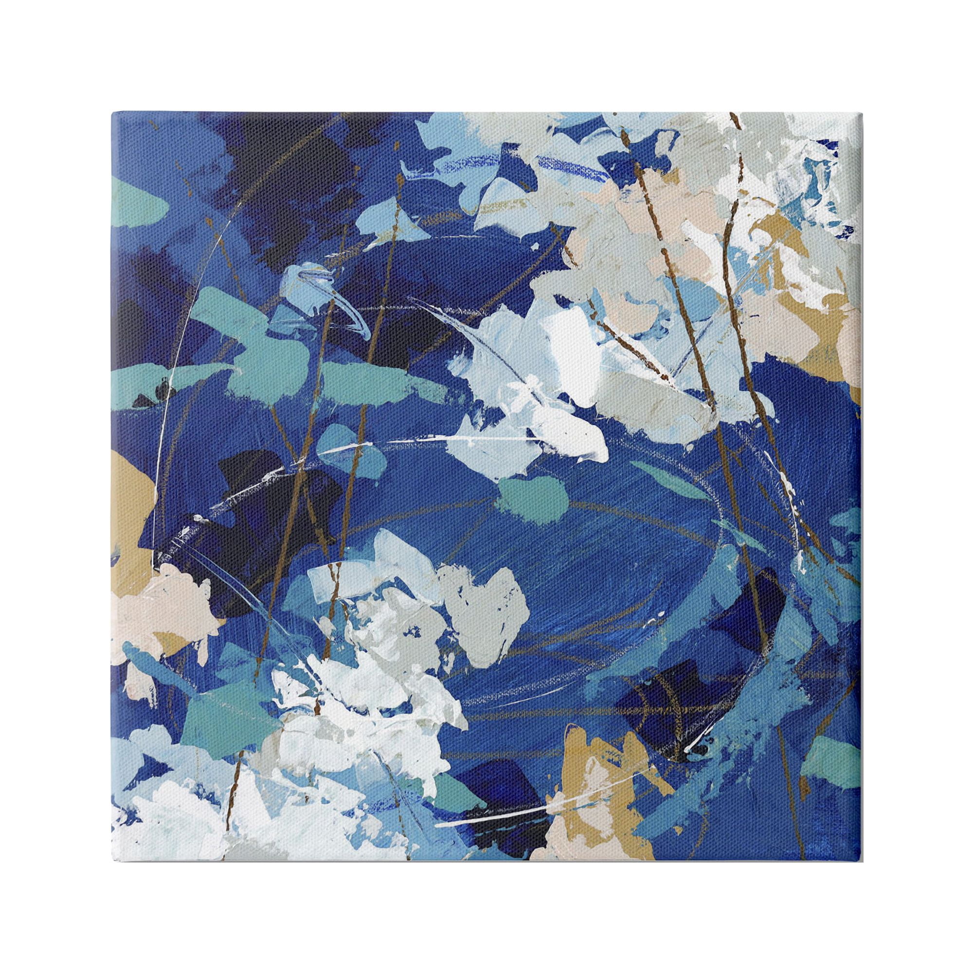 Stupell Industries Modern Blue Gold Abstract Painting Busy Movement Composition, 36 x 36,Design by Sue Riger
