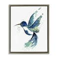 thumbnail image 1 of Stupell Industries Modern Blue Hummingbird Flying Animals & Insects Painting Brown Floater Framed Canvas Art Print Wall Art, 17 x 21, 1 of 9