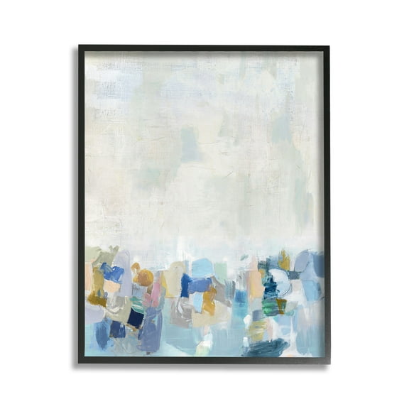 Stupell Industries Modern Blue Landscape Abstract Painting Black Framed Art Print Wall Art, 11 x 14