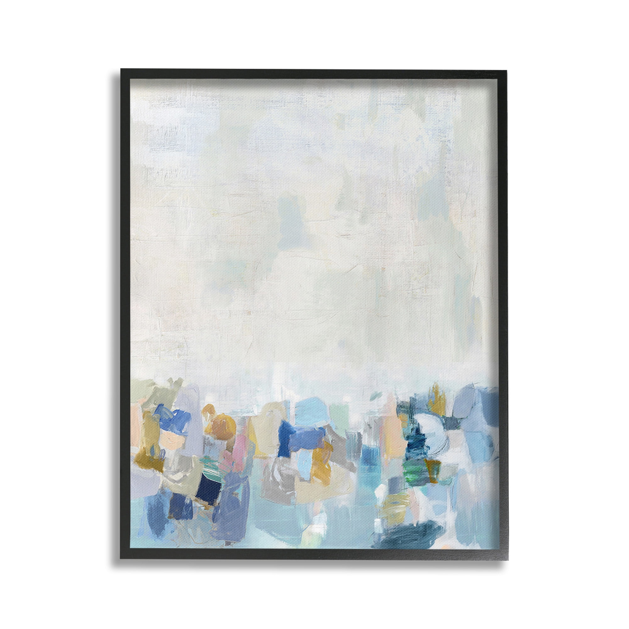 Stupell Industries Modern Blue Landscape Abstract Painting Black Framed Art Print Wall Art, 24 x 30