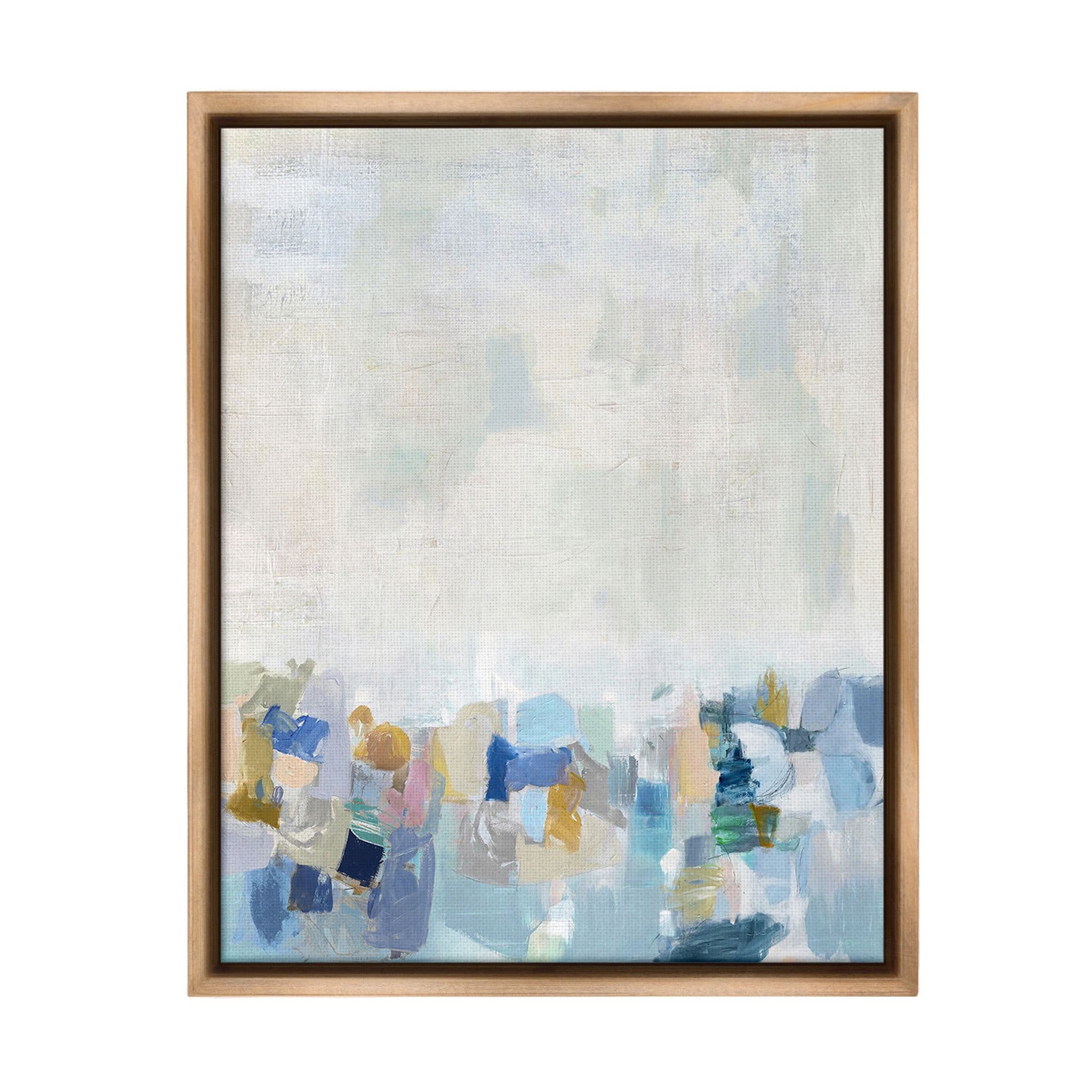 Stupell Industries Modern Blue Landscape Abstract Painting Brown Floater Framed Canvas Art Print Wall Art, 25 x 31