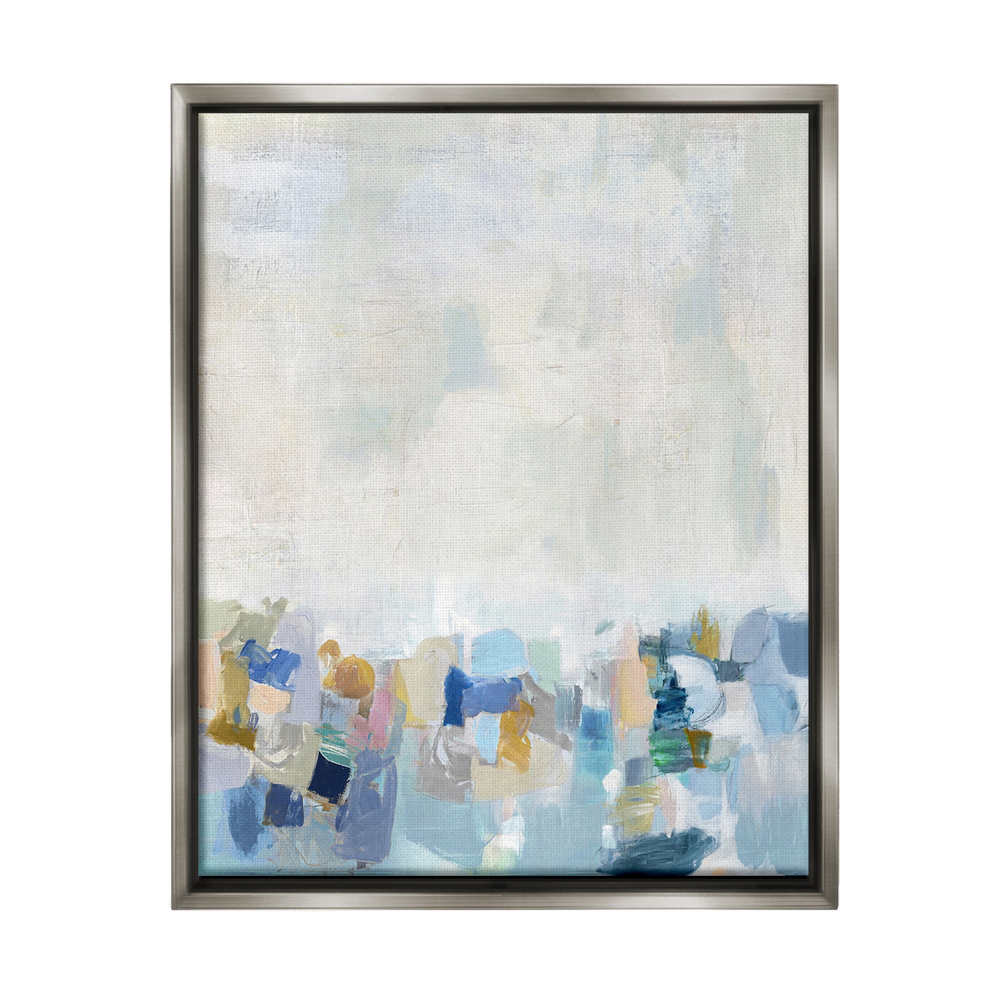 Stupell Industries Modern Blue Landscape Abstract Painting Gray Floater Framed Canvas Art Print Wall Art, 25 x 31