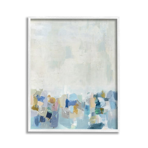 Stupell Industries Modern Blue Landscape Abstract Painting White Framed Art Print Wall Art, 24 x 30