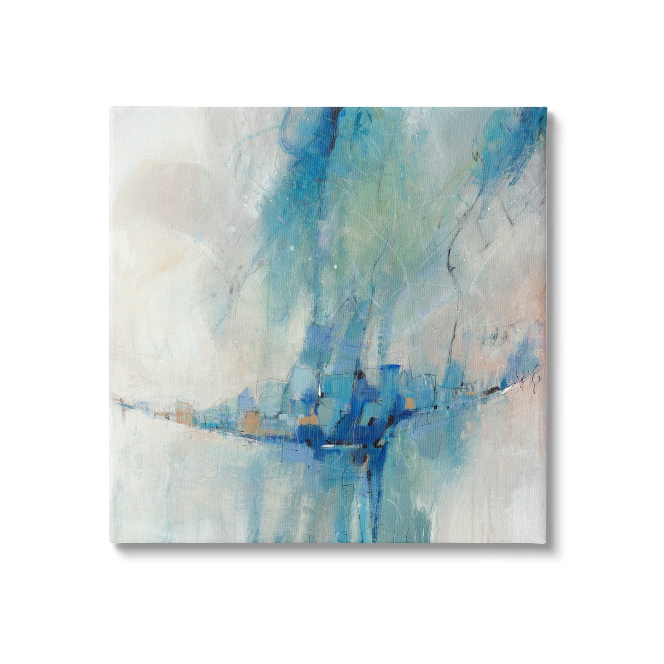 Stupell Industries Modern Blue Shapes Gathered Painting Gallery Wrapped Canvas Print Wall Art, Design by Tim OToole