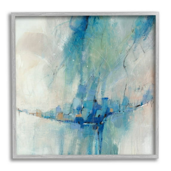 Stupell Industries Modern Blue Shapes Gathered Painting Gray Framed Art Print Wall Art, Design by Tim OToole