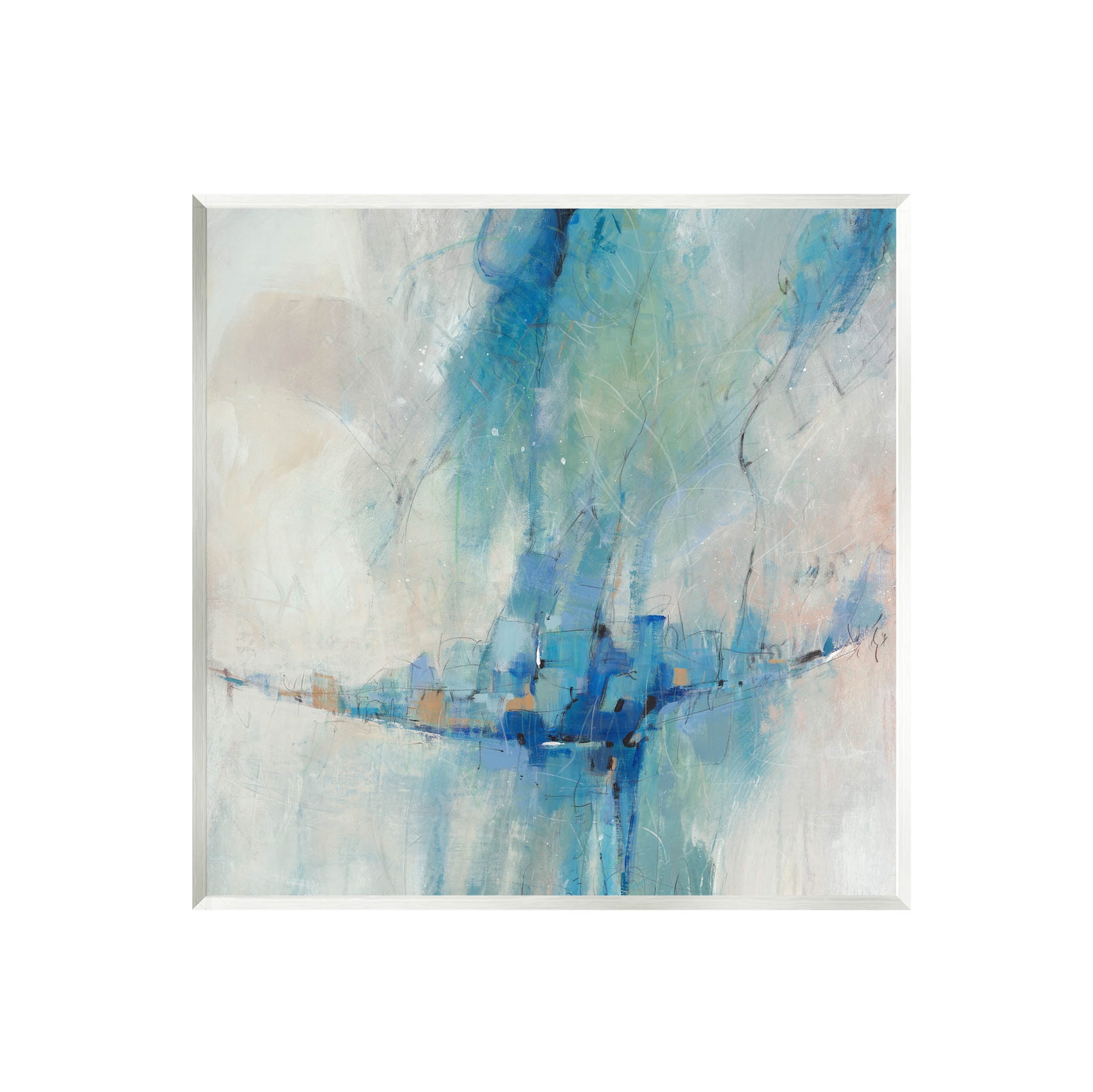 Stupell Industries Modern Blue Shapes Gathered Painting Unframed Art Print Wall Art, Design by Tim OToole