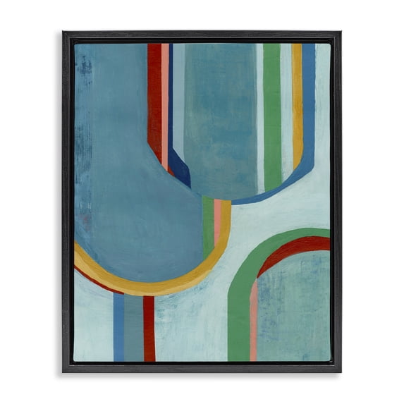 Stupell Industries Modern Blue Striped Arches Black Floating Frame Canvas Art, 17 x 21, by Pippin Schupbach