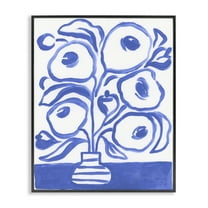 Stupell Industries Modern Blue Vase Botanical & Floral Painting Black Framed Art Print Wall Art, 11 x 14
