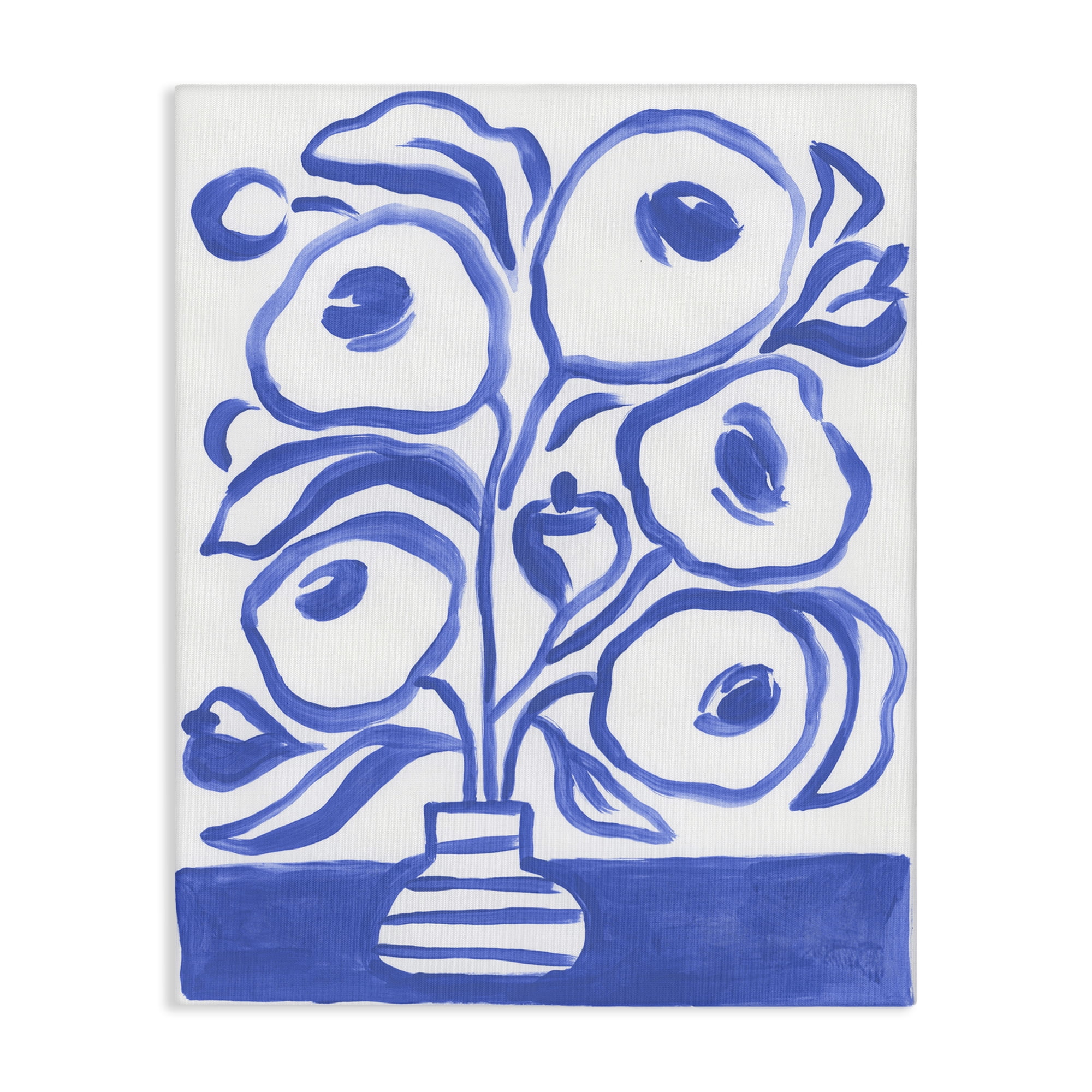 Stupell Industries Modern Blue Vase Botanical & Floral Painting Gallery Wrapped Canvas Art Print Wall Art, 30 x 40